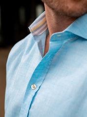 Pale Turquoise Cotton/Linen Shirt