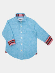 Boys Anga Sky Blue Linen Shirt by Koy Clothing