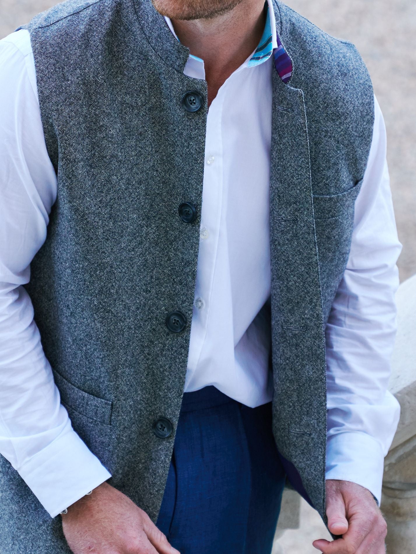 Men's Charcoal British Wool Gilet | Koy Clothing