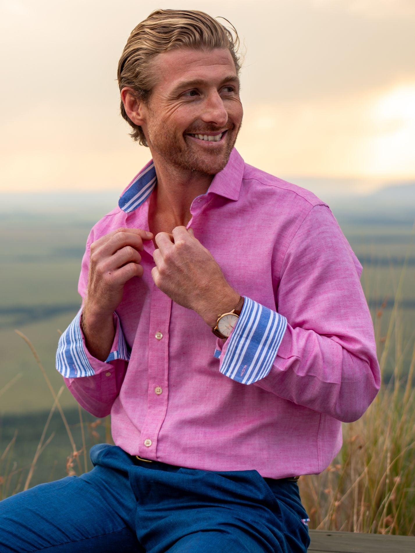 Rich Pink Cotton/Linen Shirt