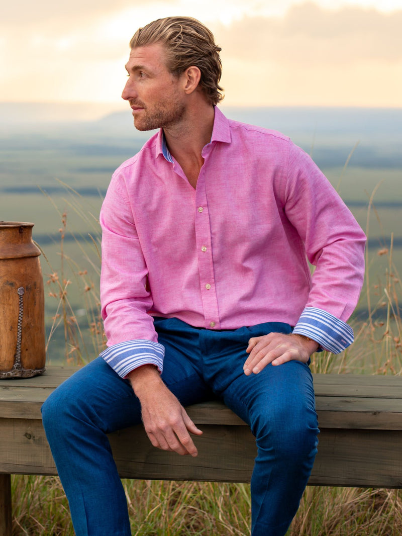 Rich Pink Cotton-Linen Shirt