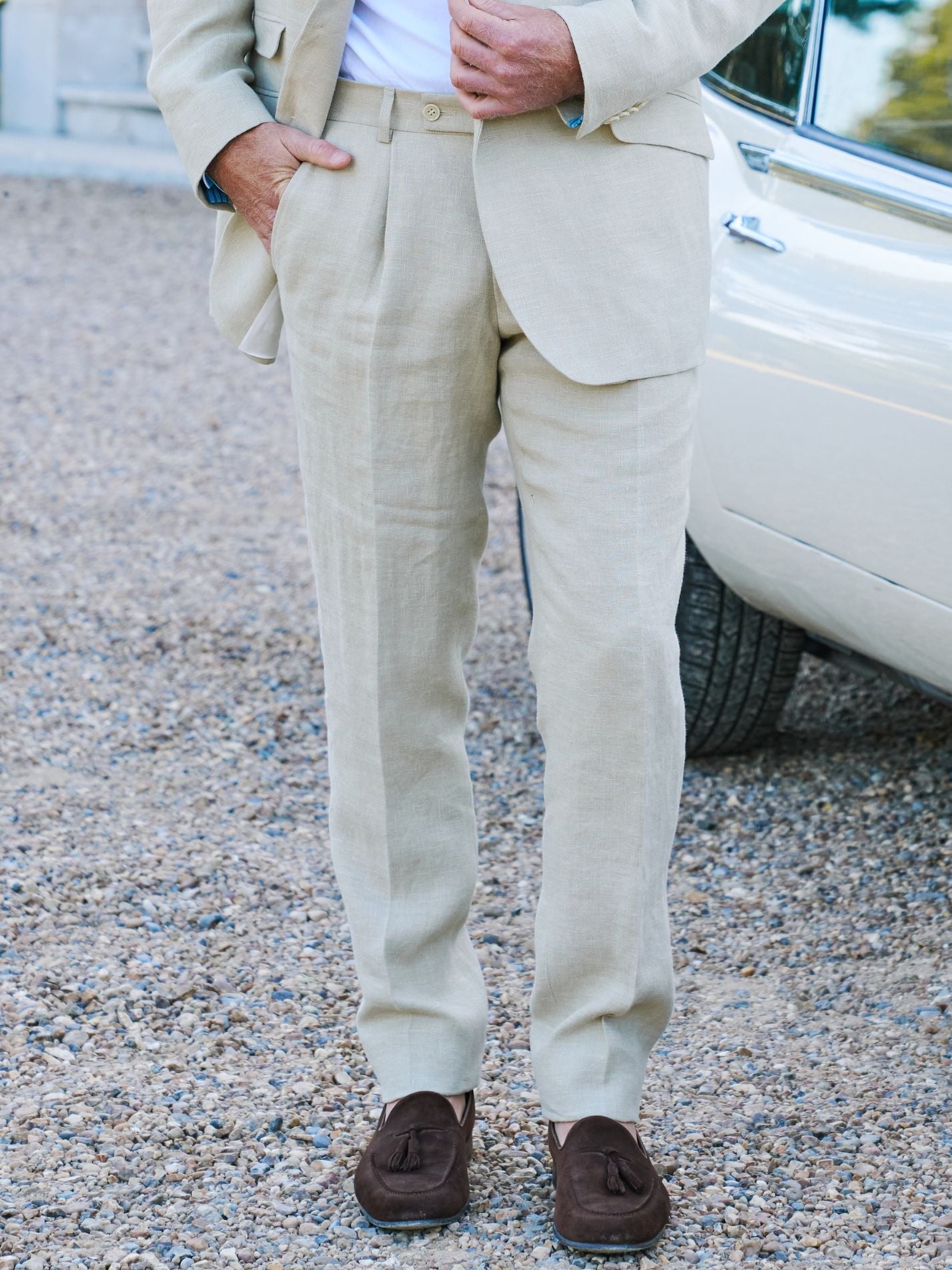 Beige Linen Suit Trousers | PRE-ORDER ONLY