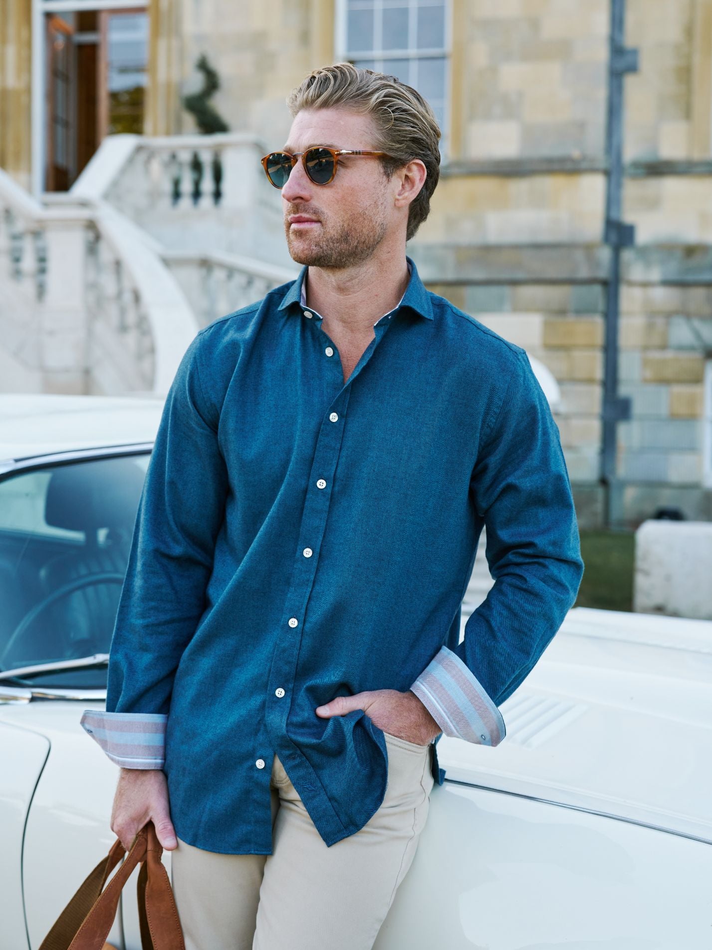 Teal Cotton-Merino Wool Shirt