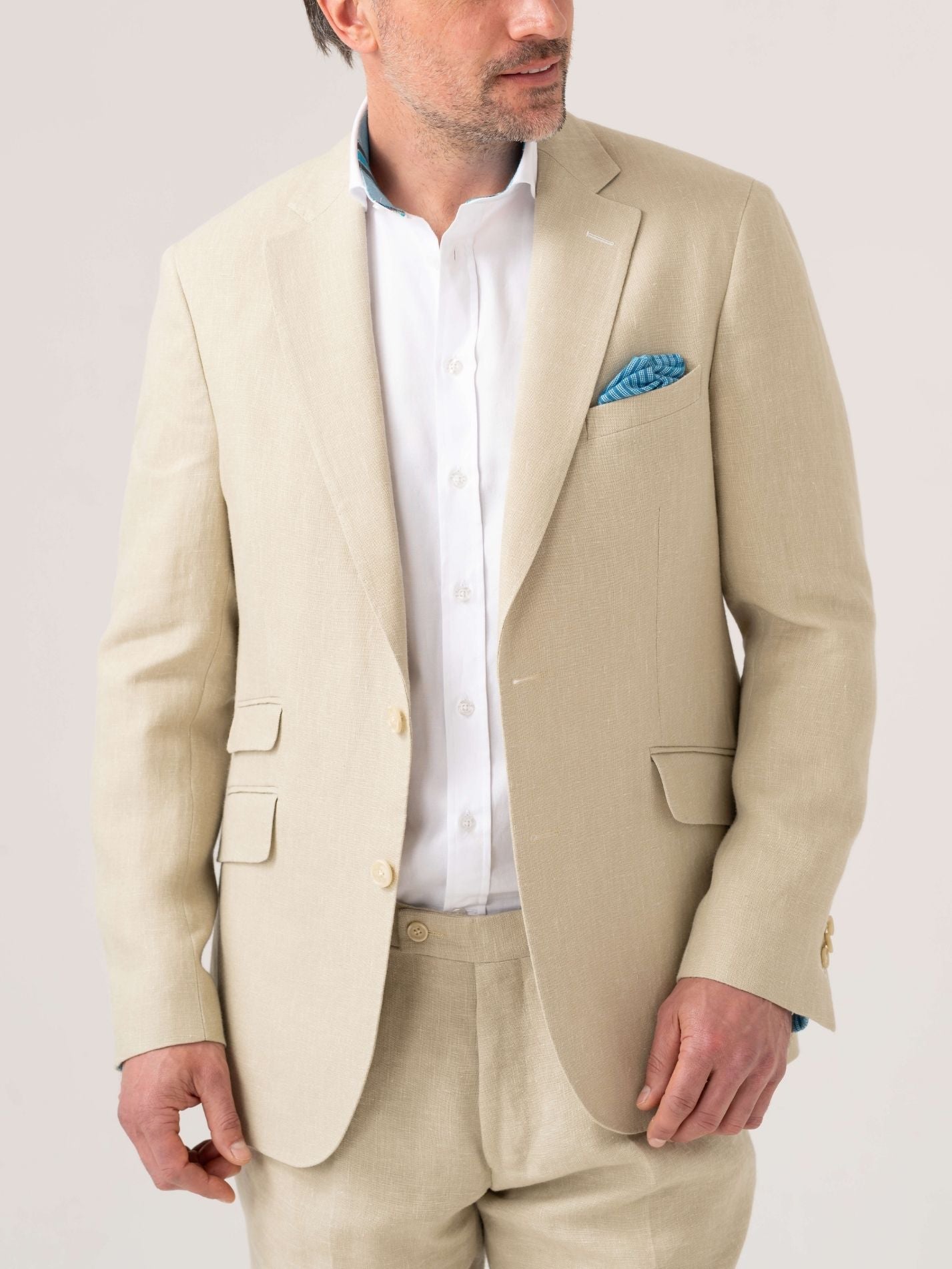 Pale Beige Linen Blazer / Suit Jacket