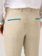 Pale Beige Linen Suit Trousers