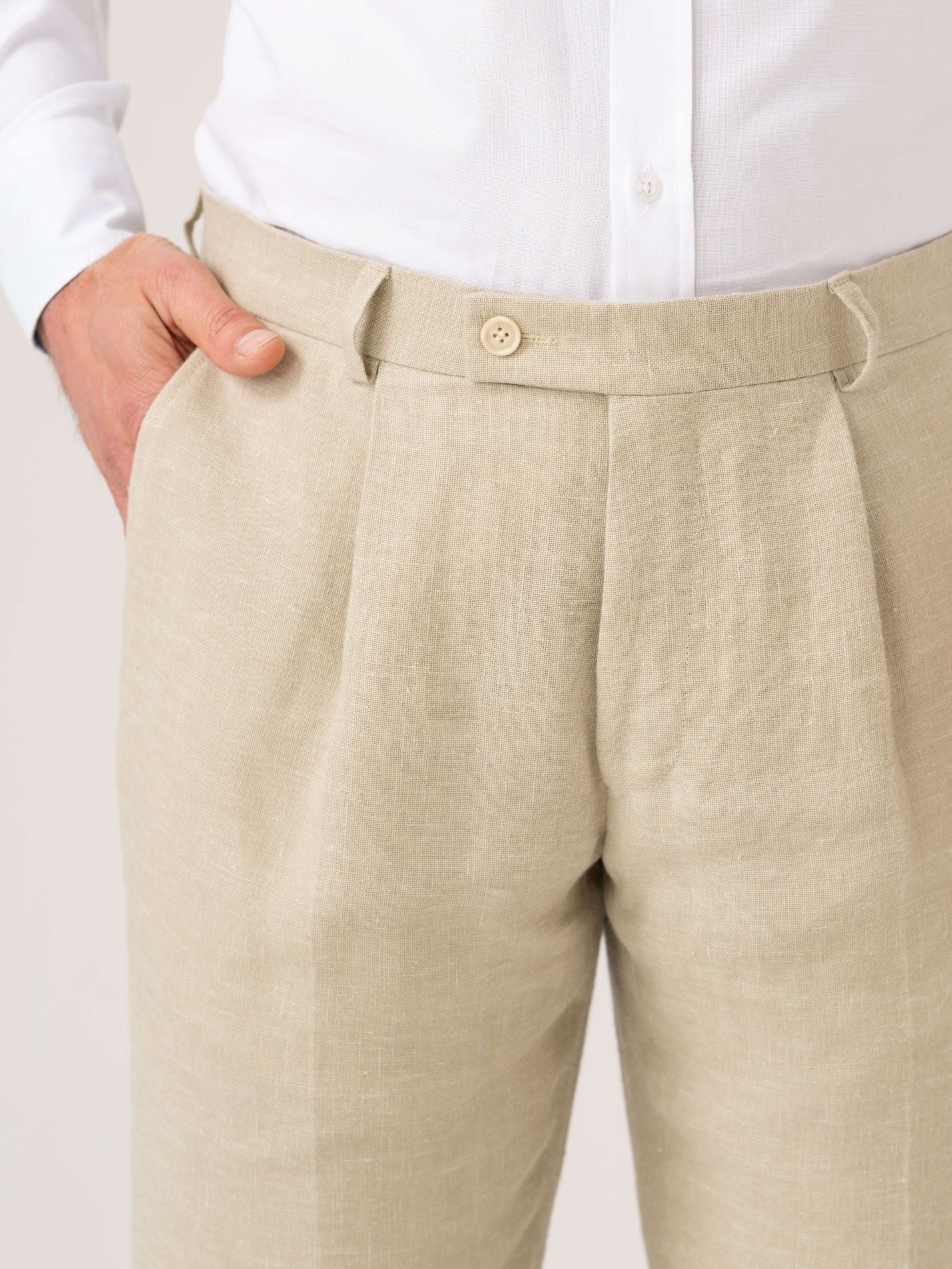 Pale Beige Linen Suit Trousers