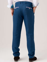 Royal Blue Suit Trousers - Linen, Wool & Silk