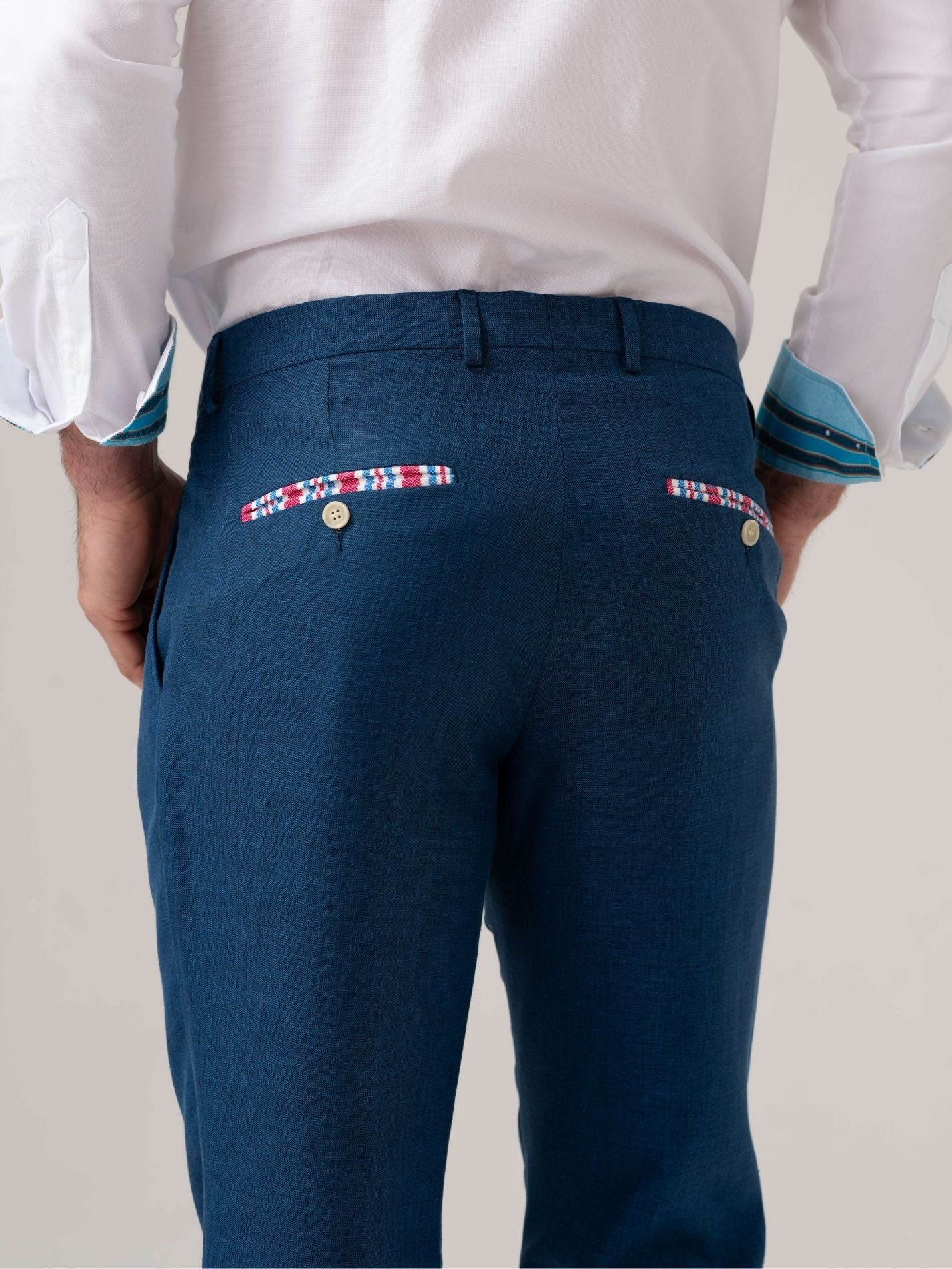 Royal Blue Suit Trousers - Linen, Wool & Silk