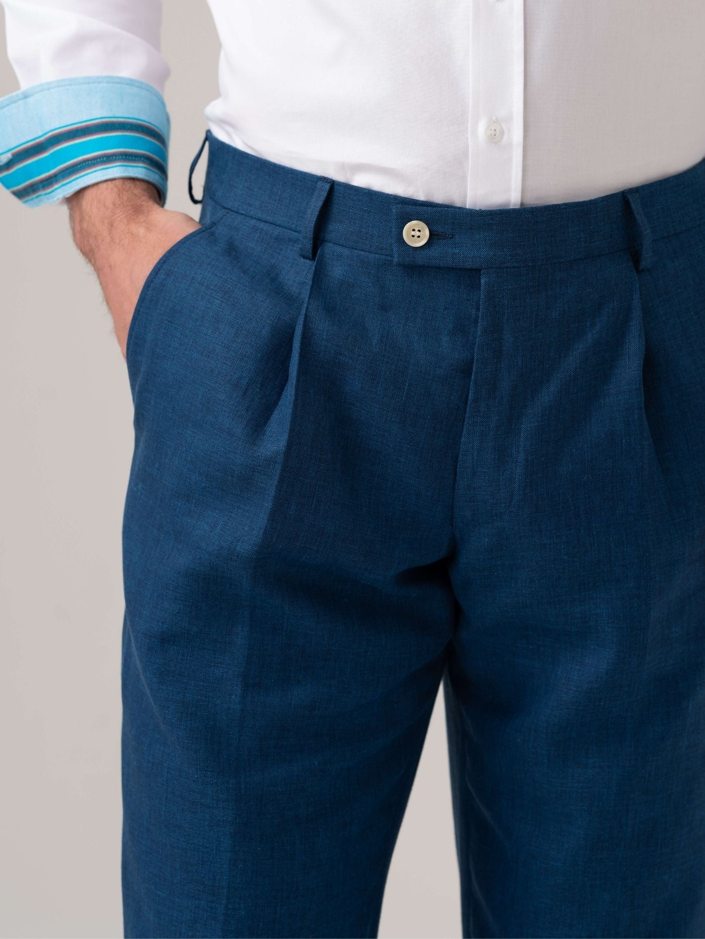 Royal Blue Suit Trousers - Linen, Wool & Silk