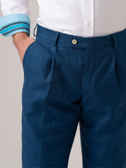 Royal Blue Suit Trousers - Linen, Wool & Silk