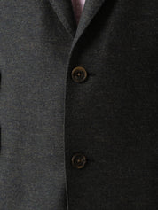 Close-up of a olive blazer with two buttons 