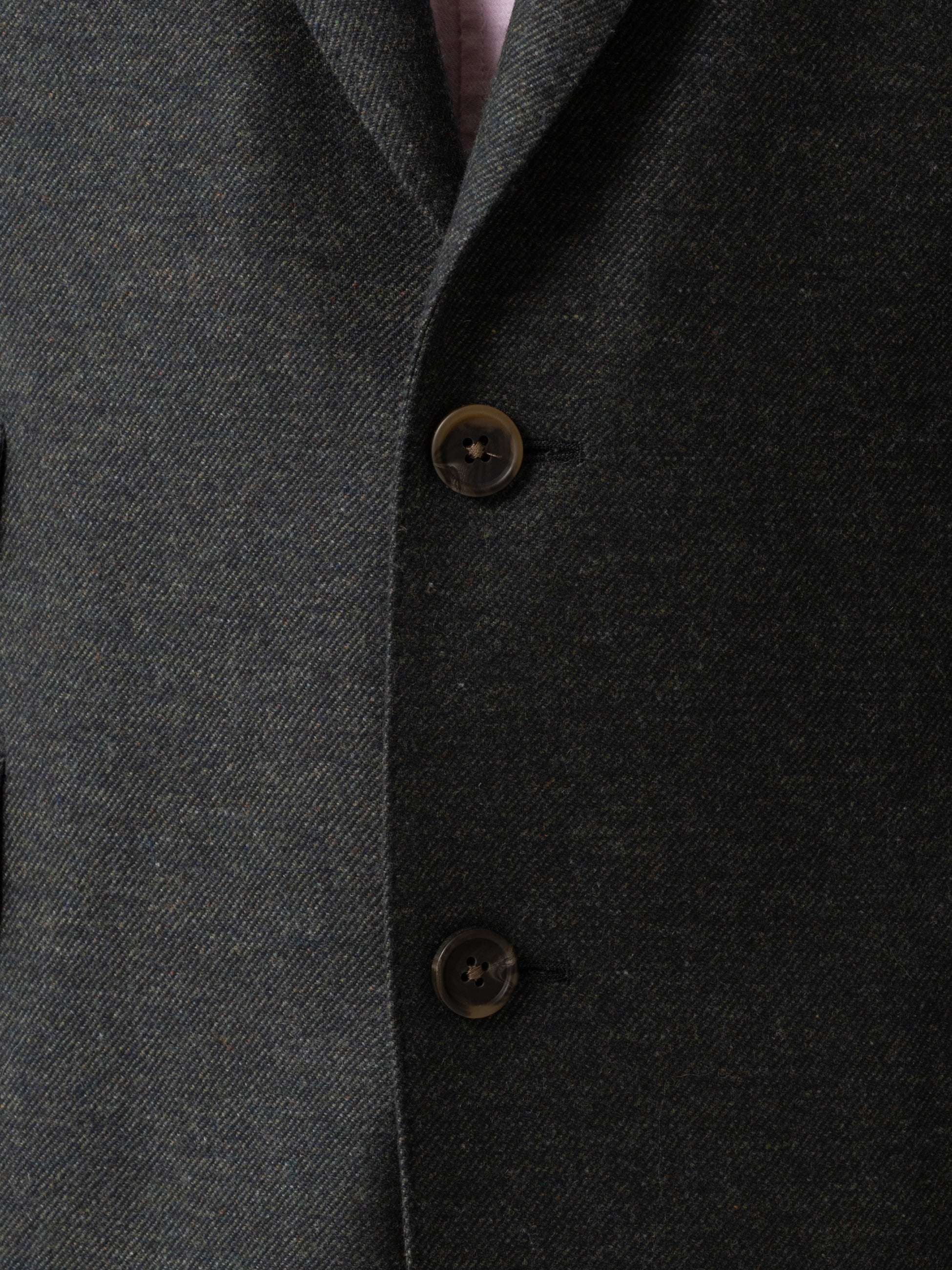 Close-up of a olive blazer with two buttons 