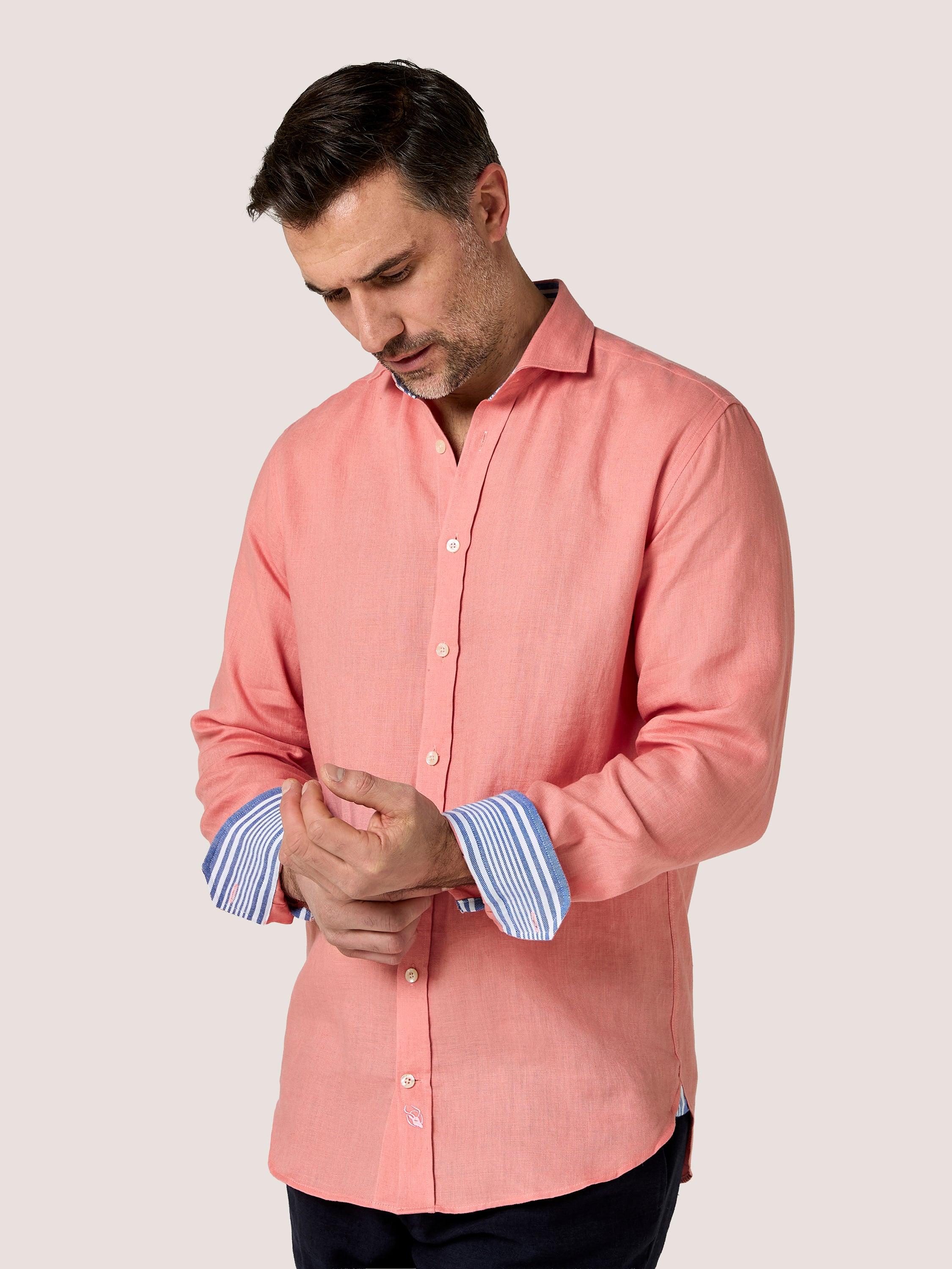 Salmon Pink Linen Shirt