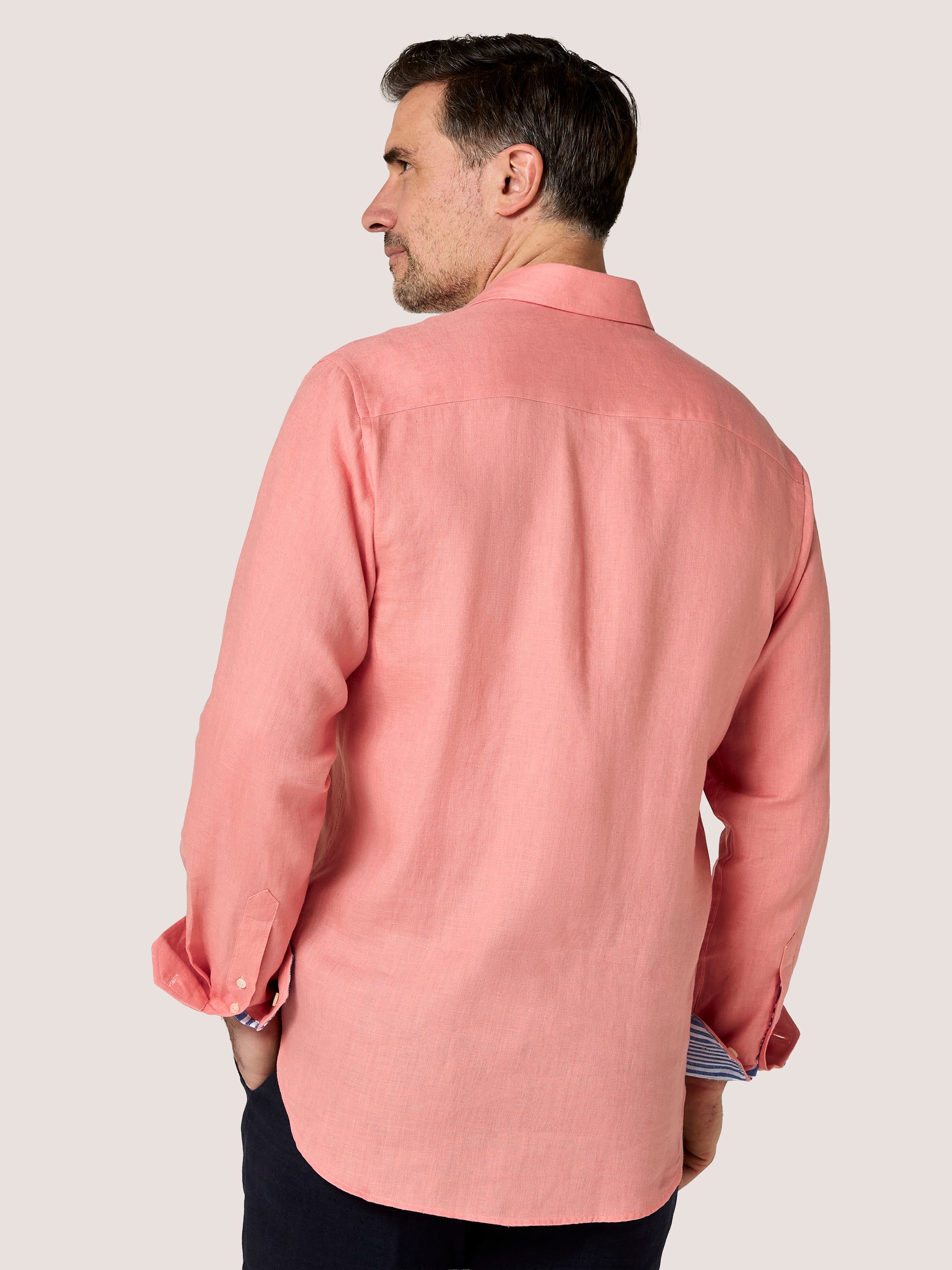 Men's Salmon Pink Linen Shirt | Koy Clothing Men's Salmon Pink Linen Shirt | Koy Clothing