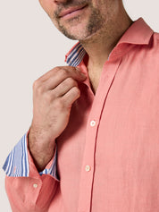 Salmon Pink Linen Shirt