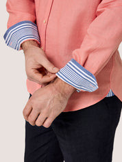 Salmon Pink Linen Shirt