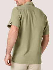 Olive Sack Weave Short Sleeve Shirt