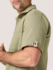 Olive Sack Weave Short Sleeve Shirt