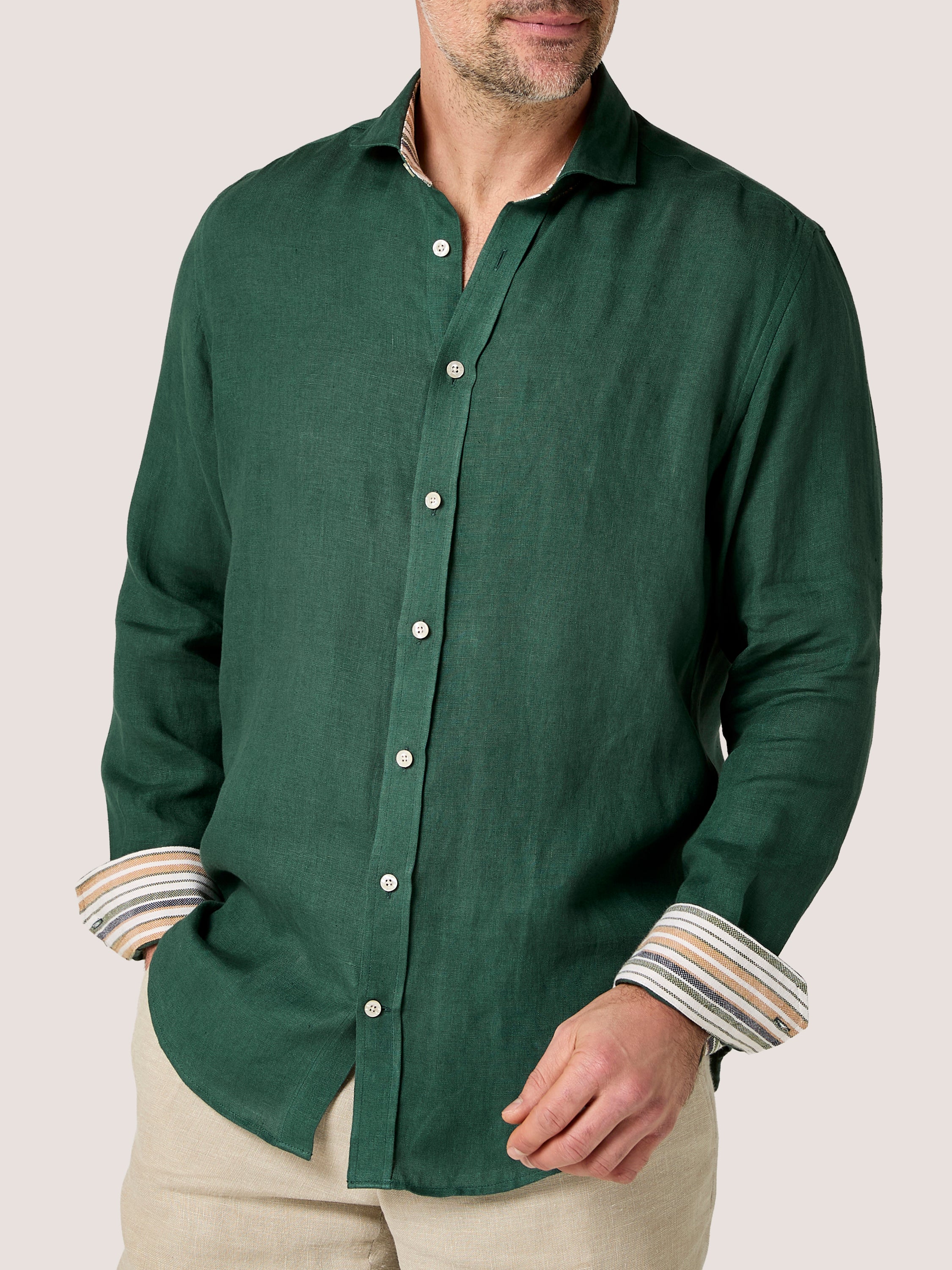 Forest Green Linen Shirt