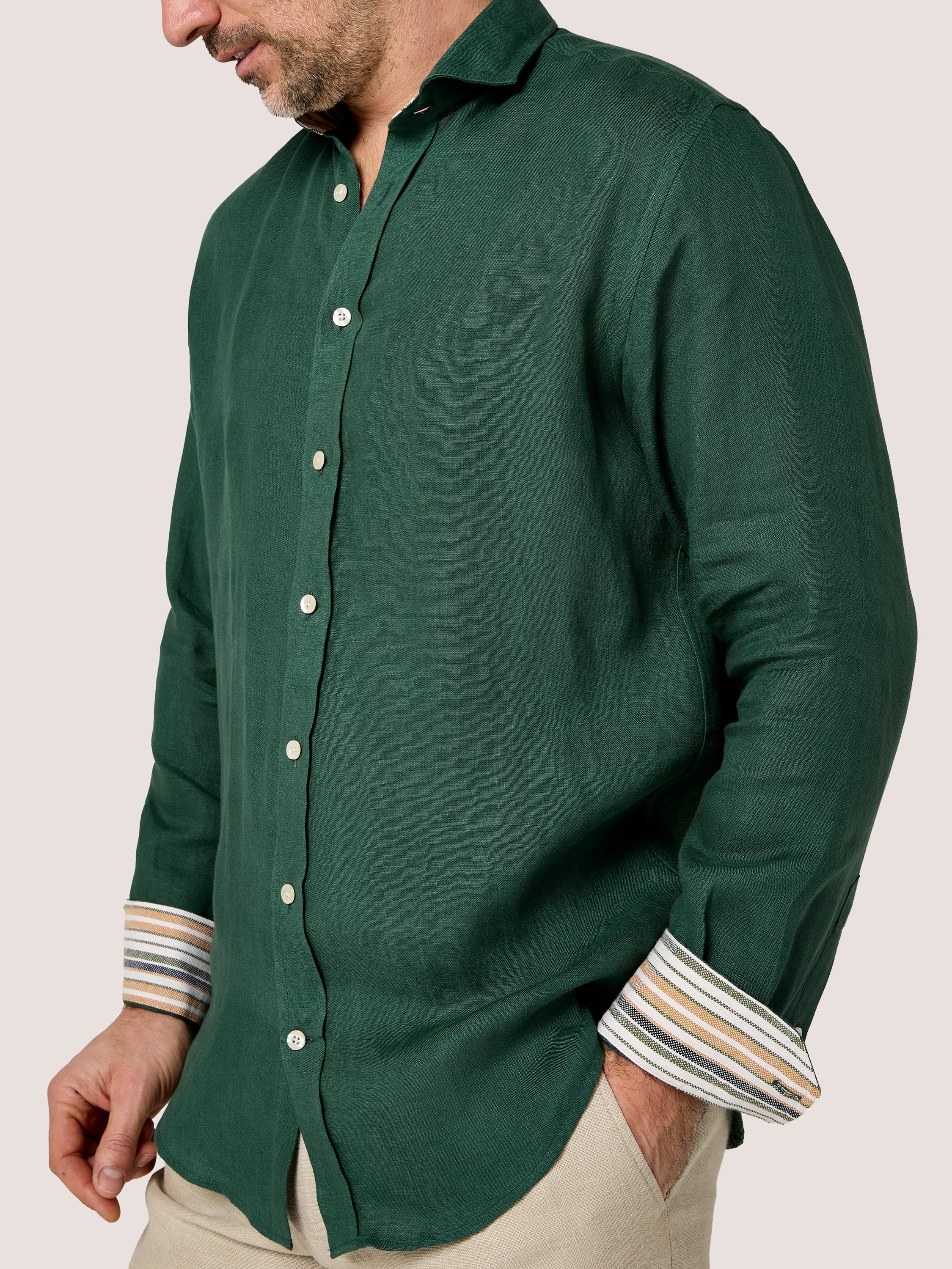 Forest Green Linen Shirt