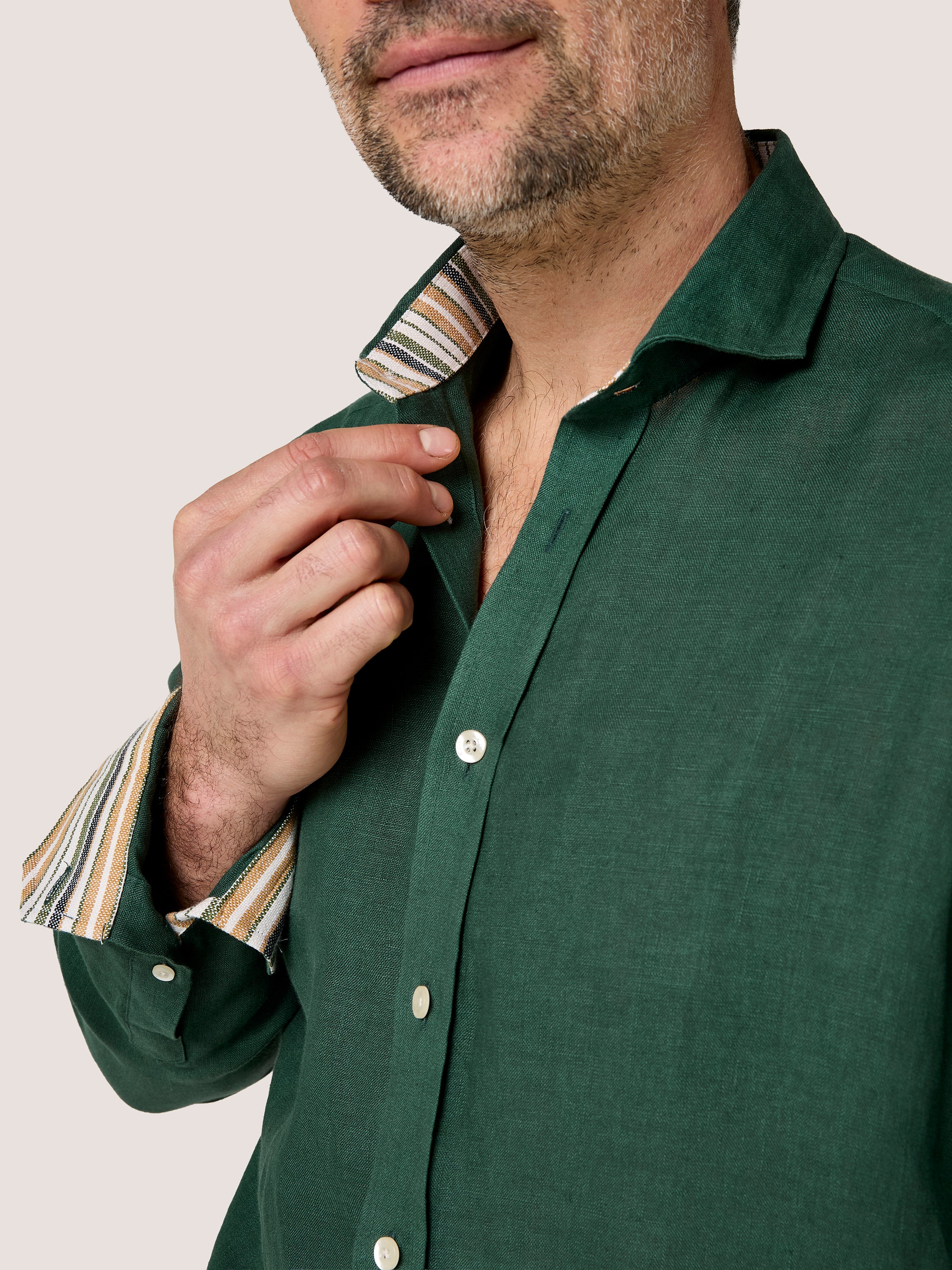 Forest Green Linen Shirt