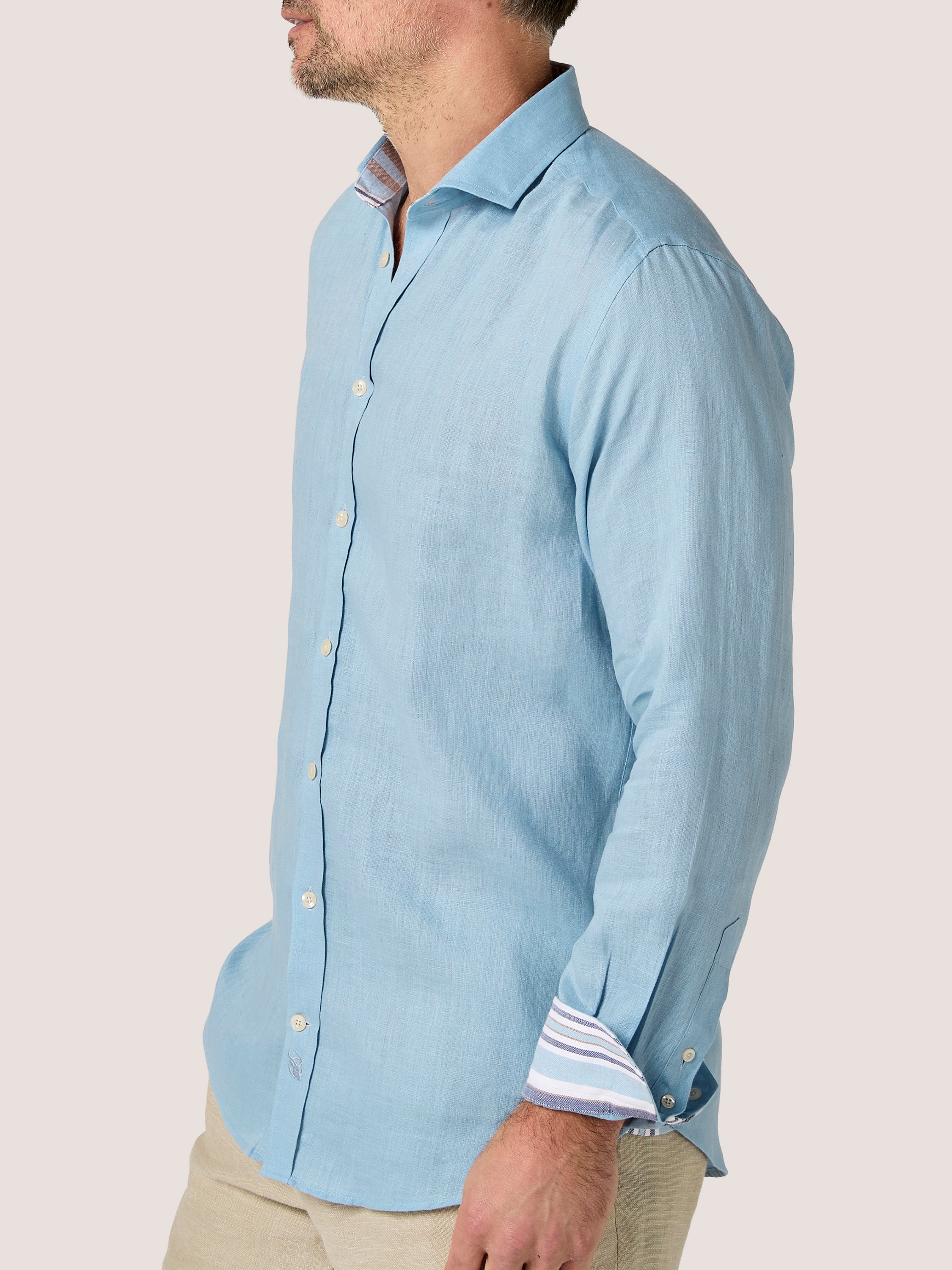 Ocean Blue Linen Shirt