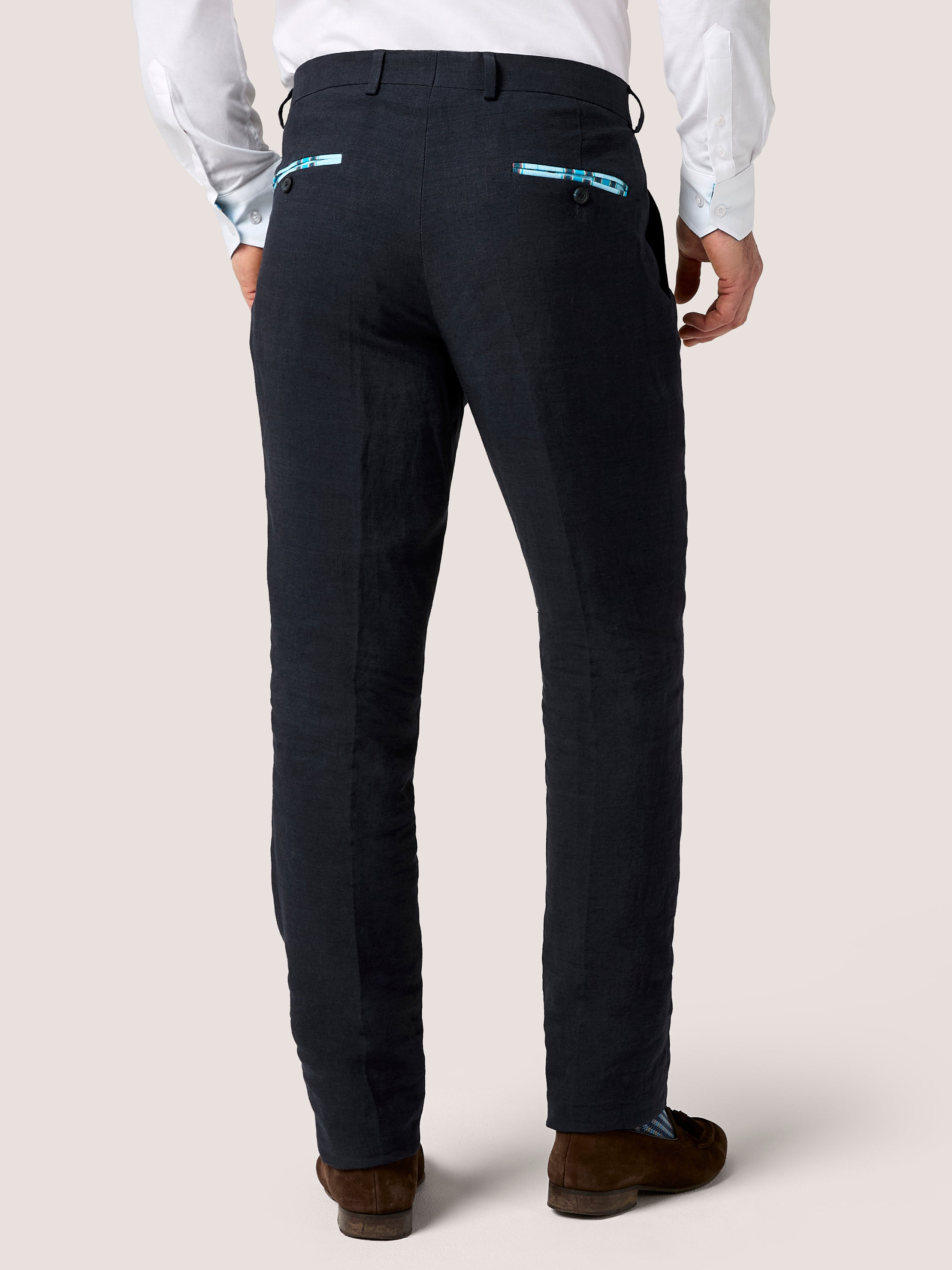 Navy Linen Suit Trousers