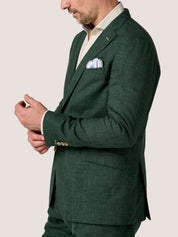 Forest Green Linen Blend Suit Jacket 