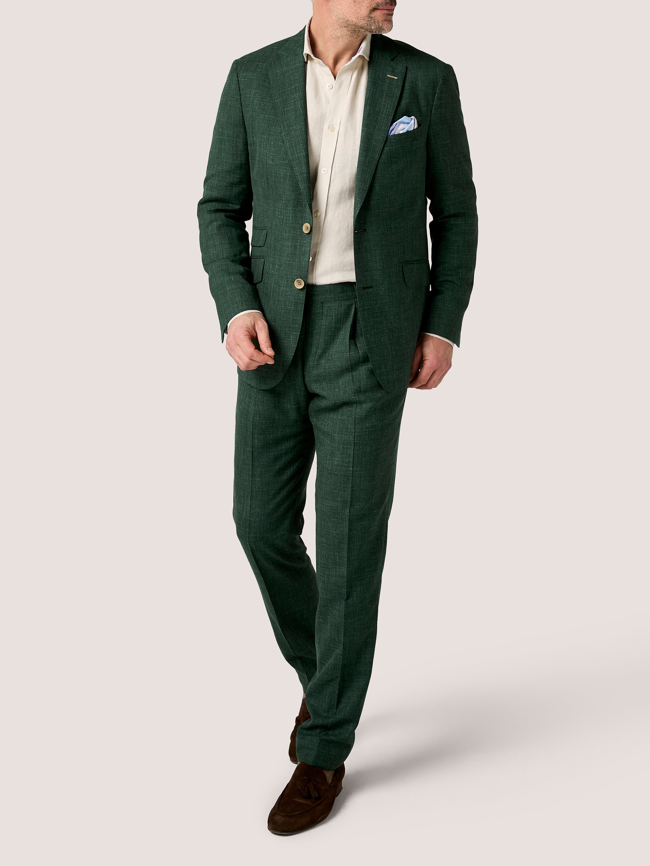 Men's Green Linen Blend Suit Trousers | Koy Clothing Men's Green Linen Blend Suit Trousers | Koy Clothing