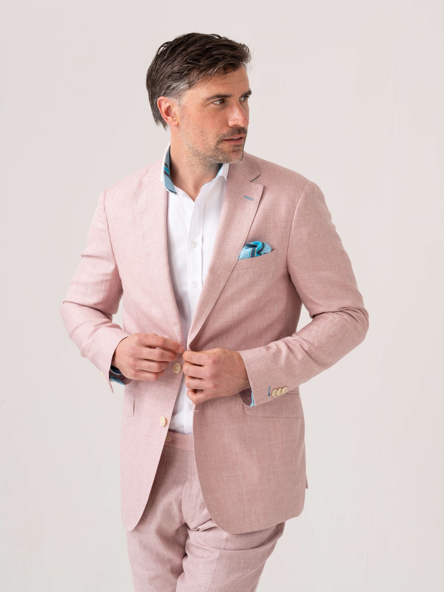 Pink Linen Blend Blazer 