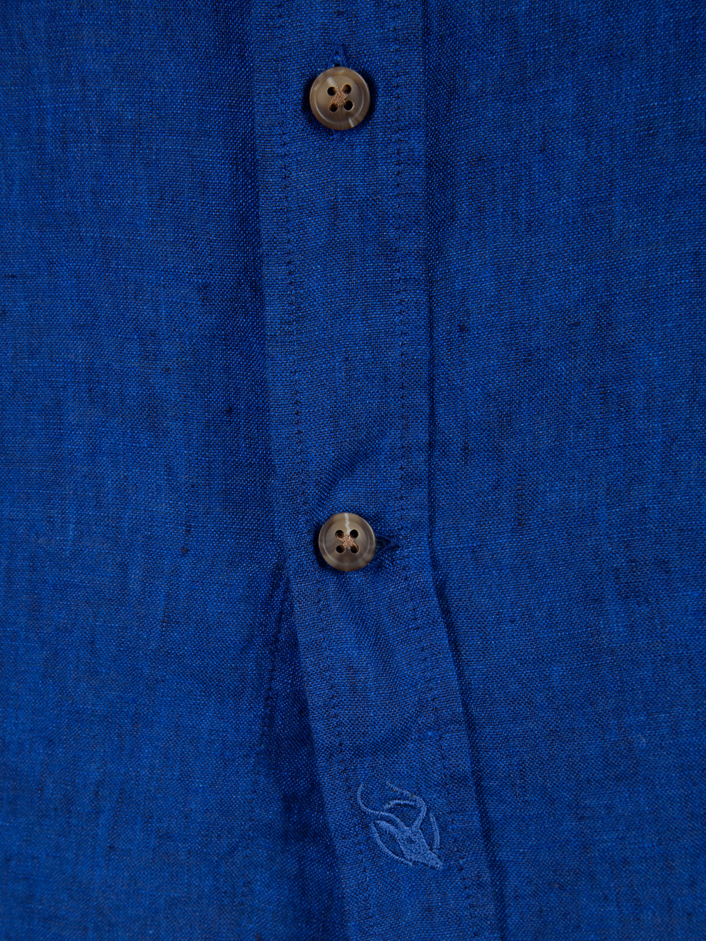 Royal Blue Short-Sleeved Linen Shirt