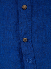 Royal Blue Short-Sleeved Linen Shirt