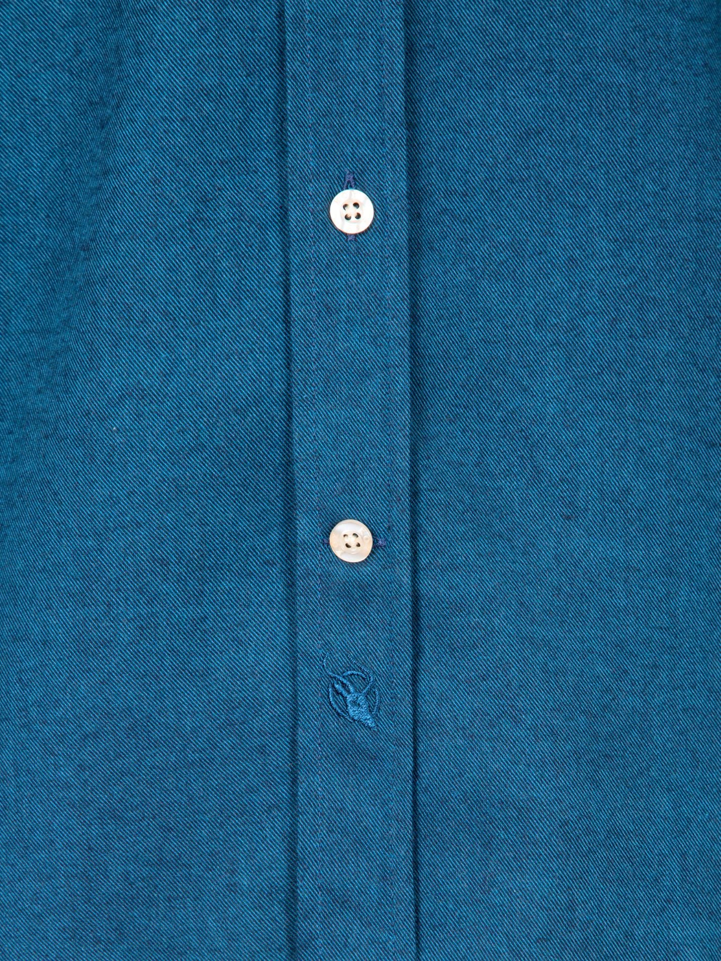 Teal Cotton-Merino Wool Shirt