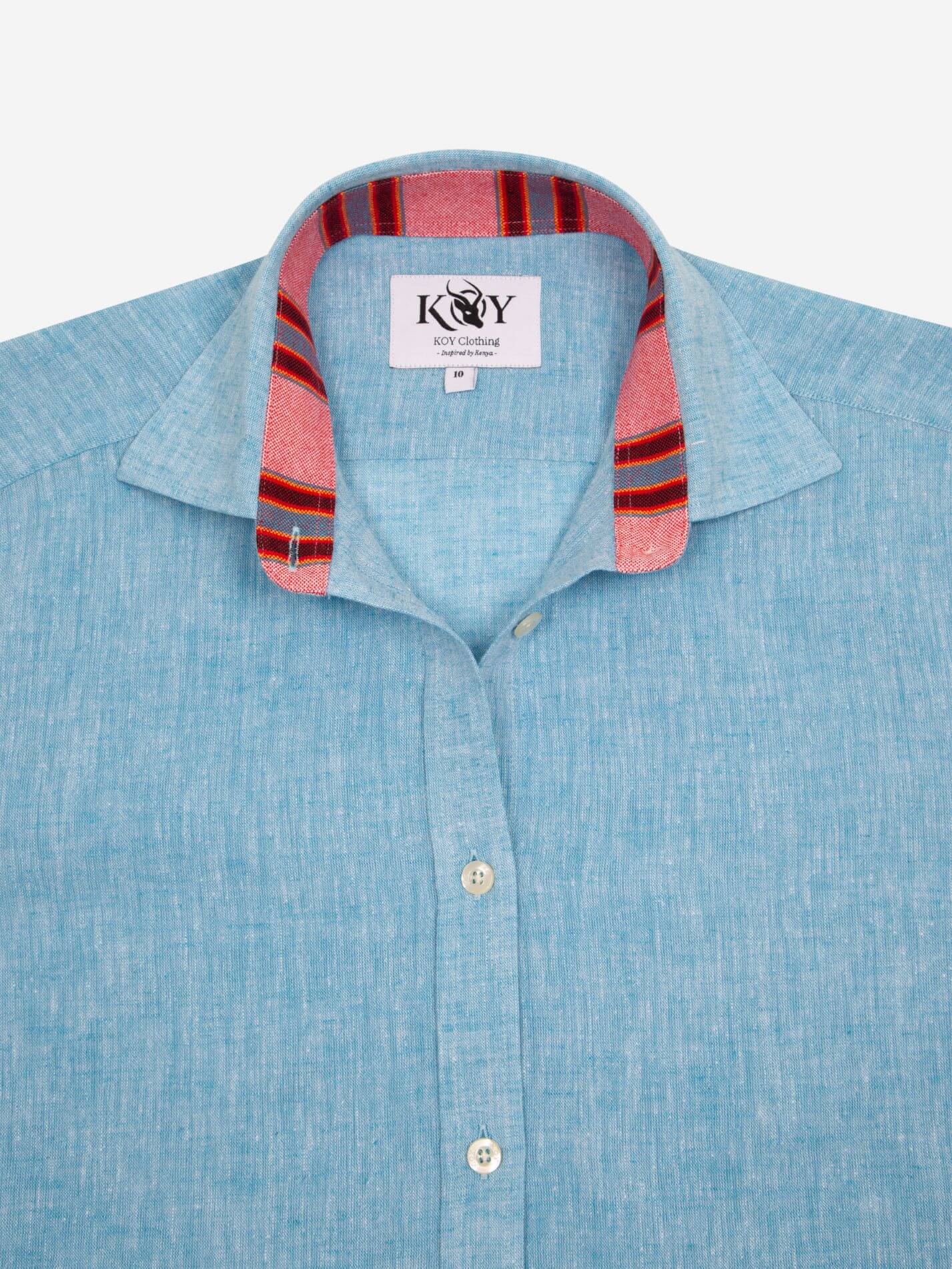 Women's Sky Blue Linen Shirt