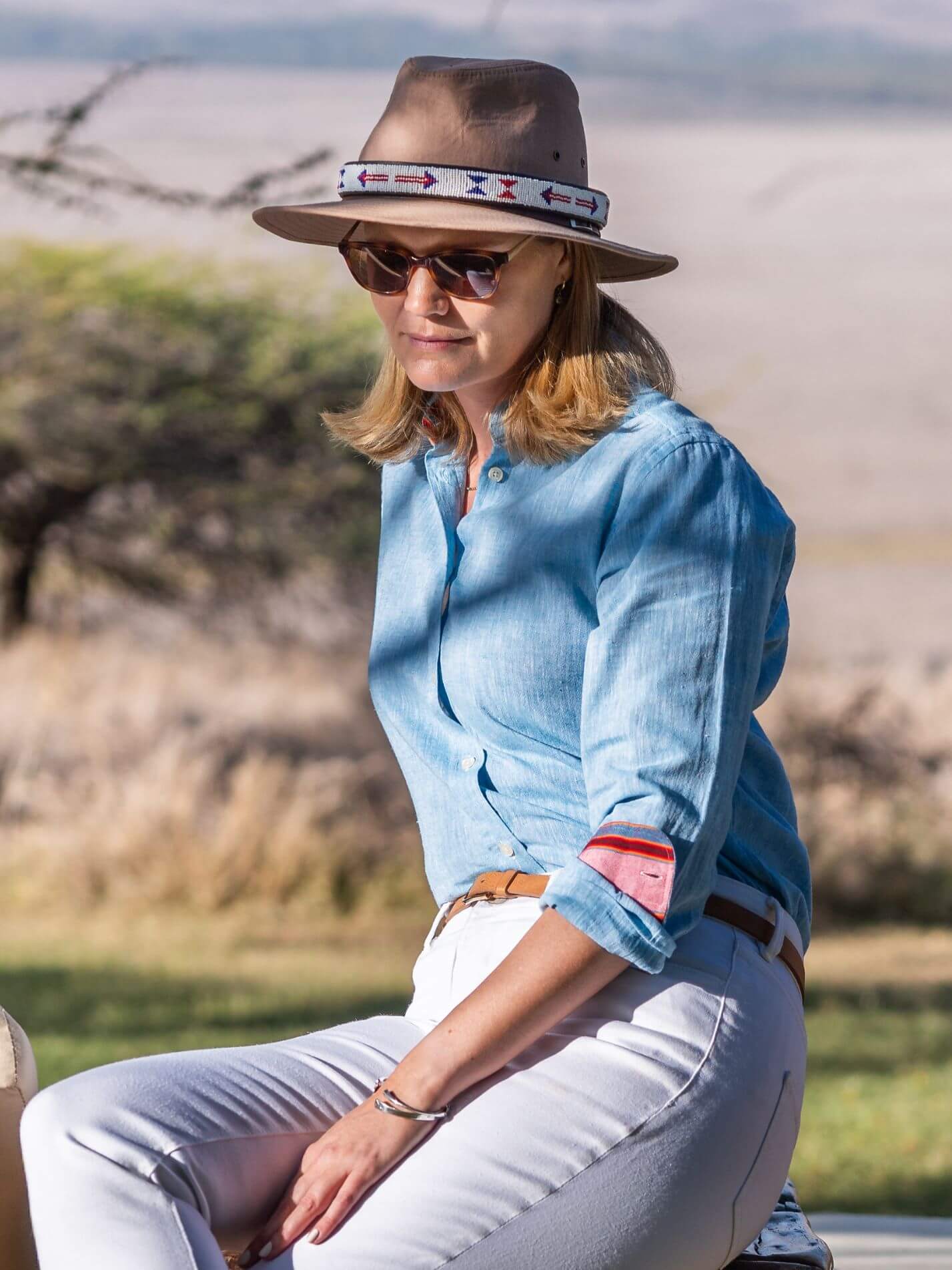 Women's Sky Blue Linen Shirt