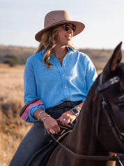 Women's Sky Blue Linen Shirt