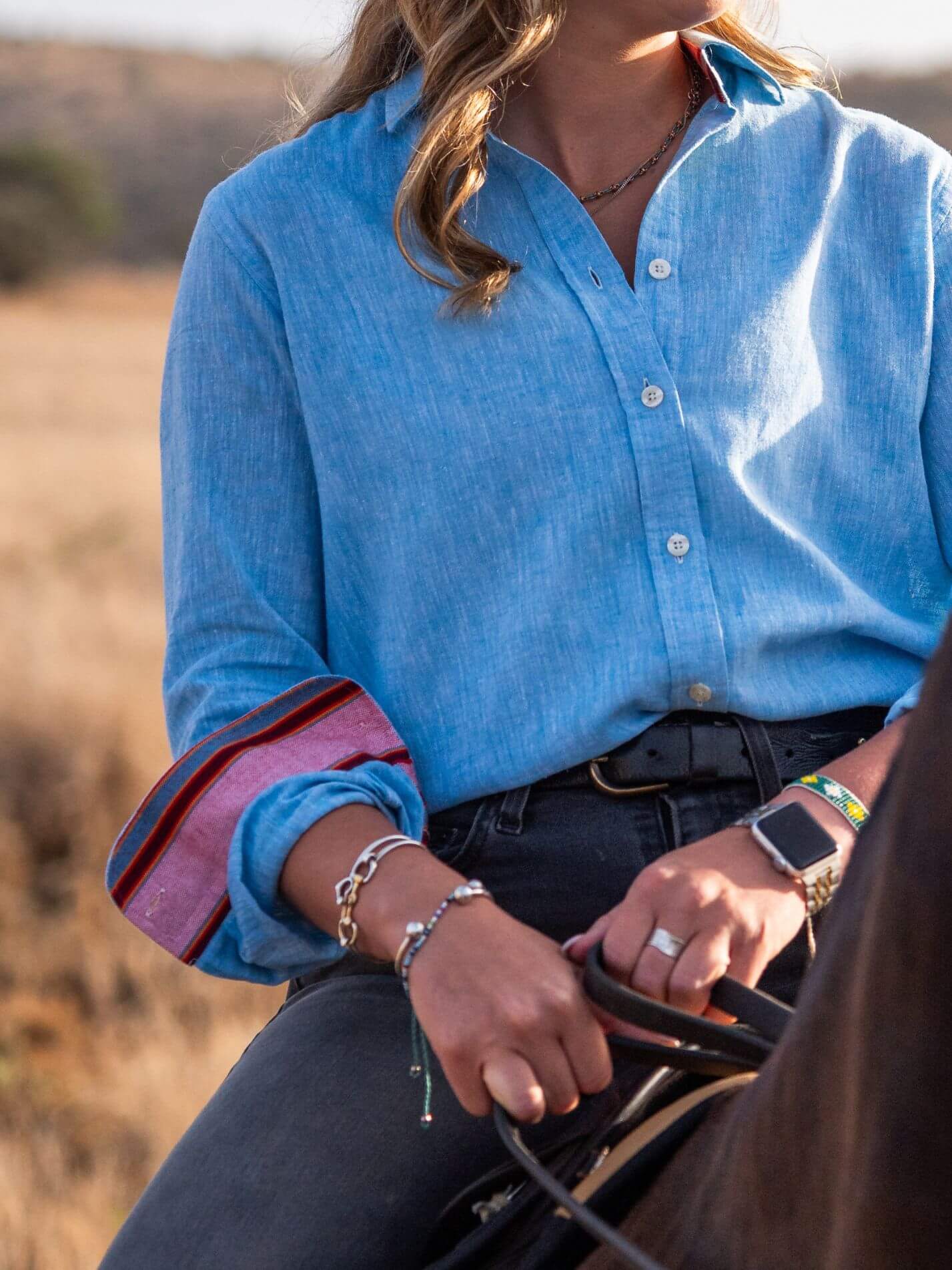Women's Sky Blue Linen Shirt