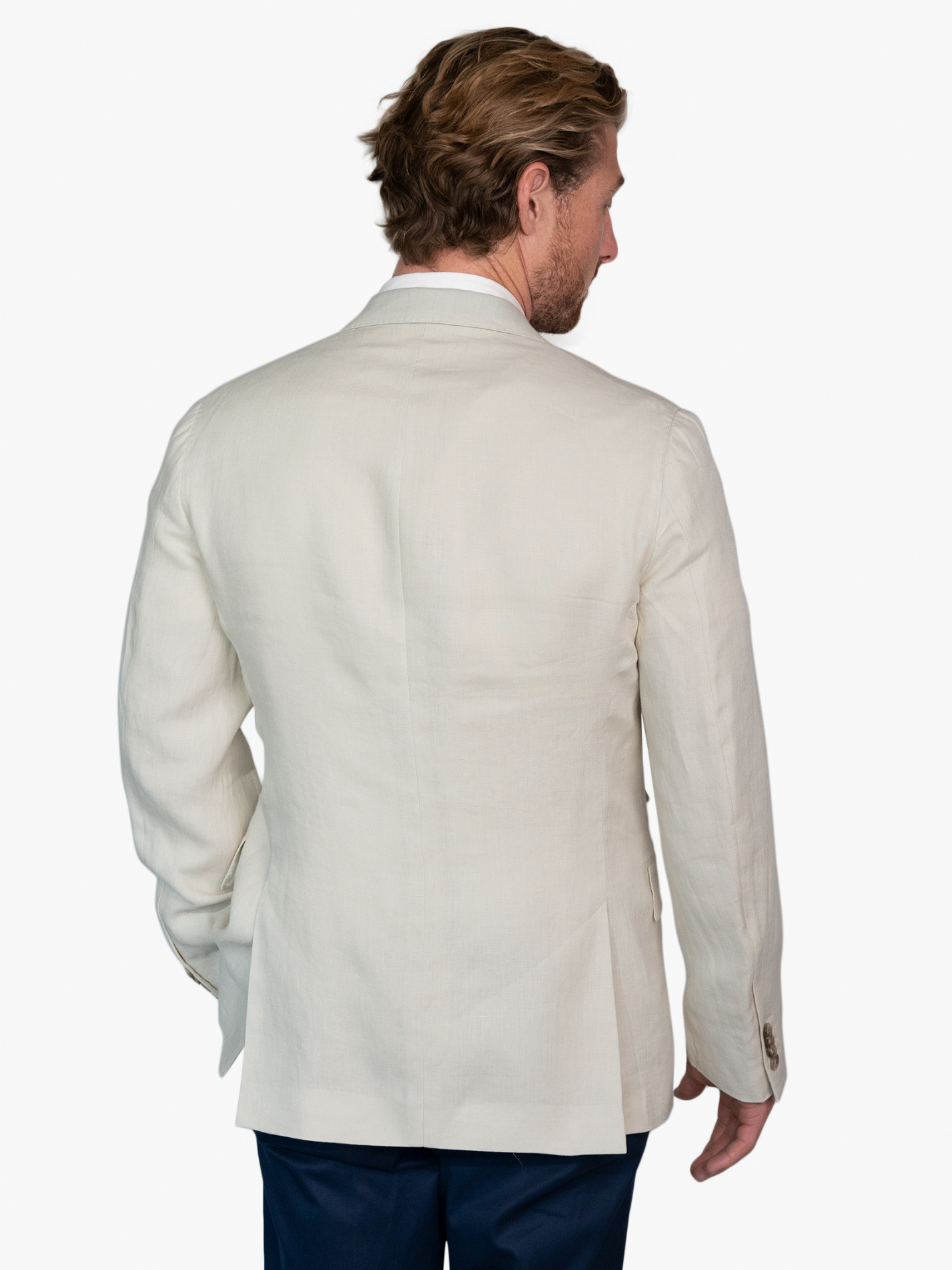 Beige Linen Blazer with Kenyan Kikoy Detailing