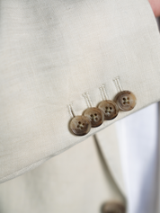 Beige Linen Blazer with Kenyan Kikoy Detailing