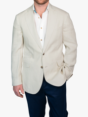 Beige Linen Blazer with Kenyan Kikoy Detailing