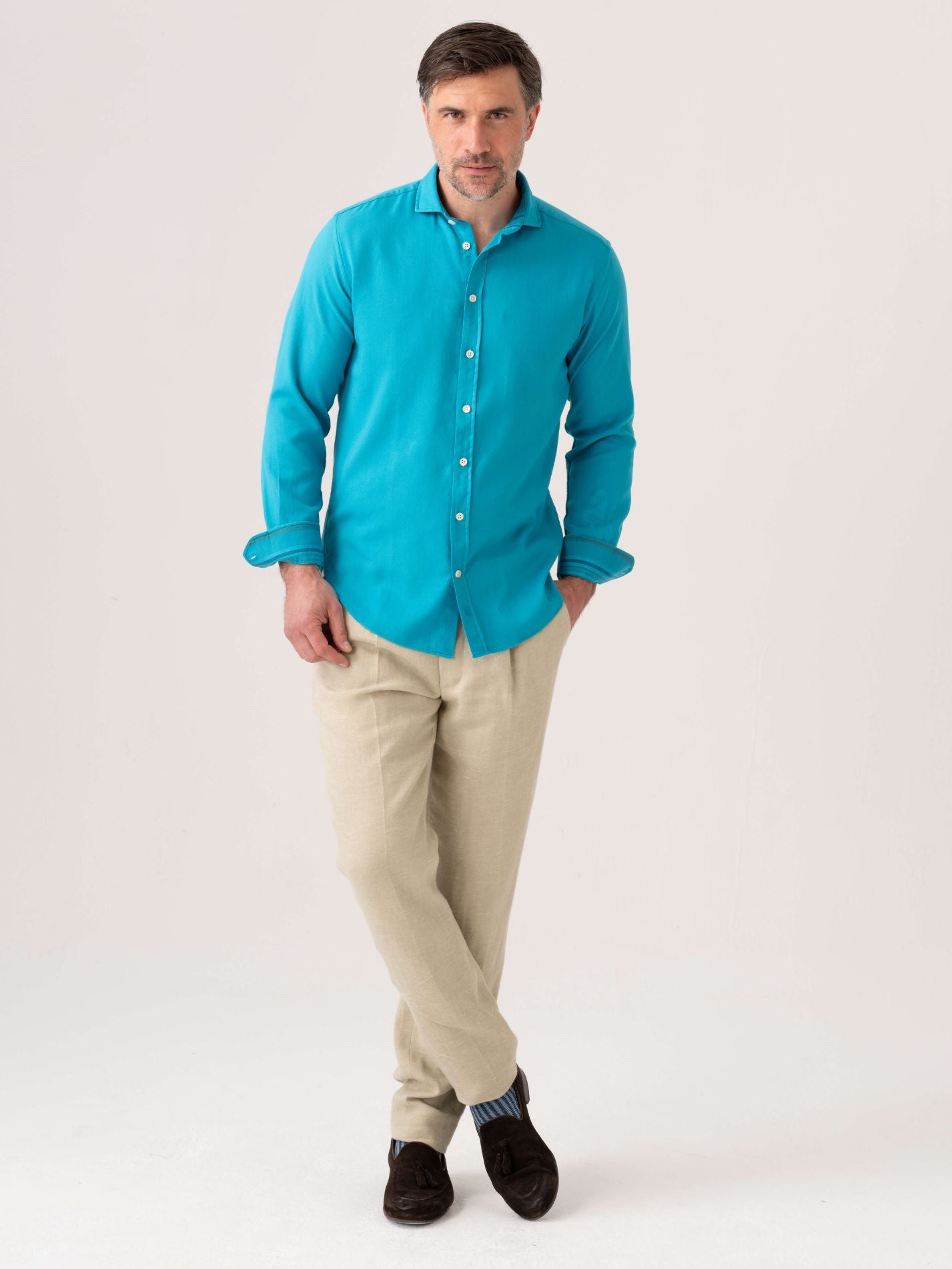 Maji Blue Kabisa Kenyan Kikoy Shirt by Koy Clothing