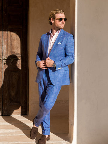 Blue Linen Suit Trousers by Koy Clothing