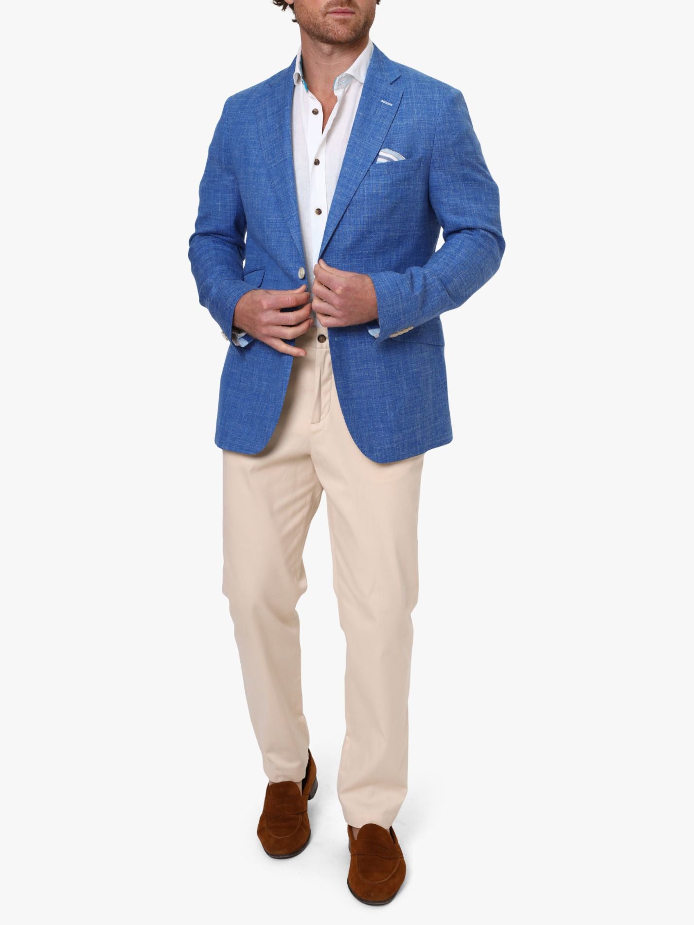 Blue Linen Blend Blazer Suit by Koy Clothing