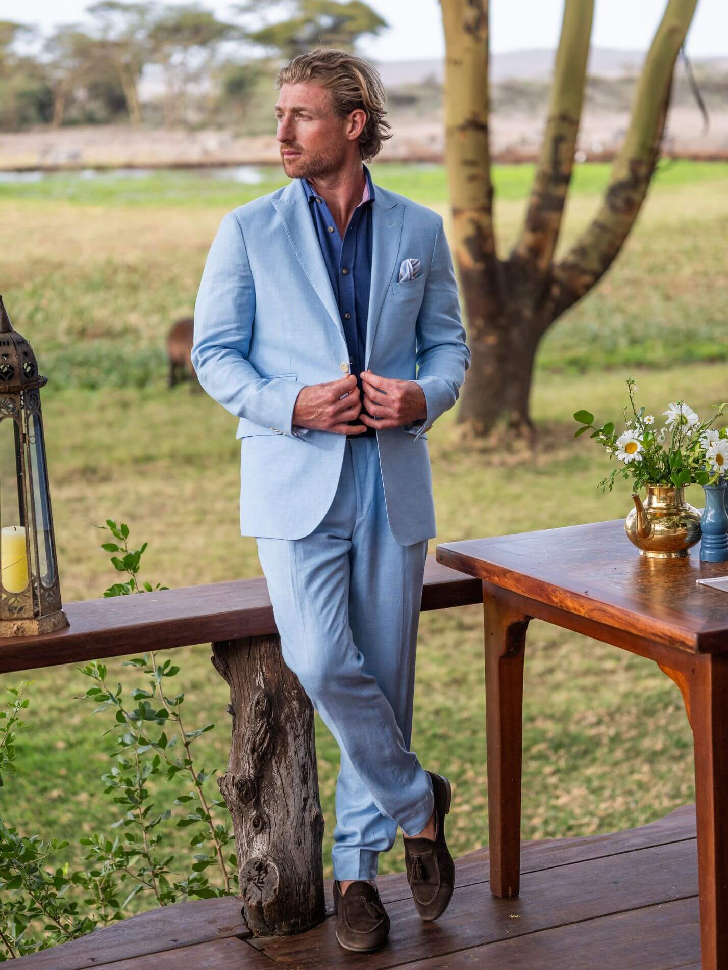 Light Blue Blazer - Linen, Wool & Silk blend