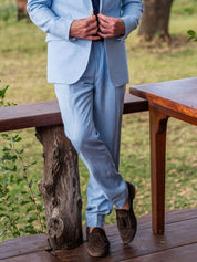 Light Blue Suit Trousers - Linen, Wool & Silk