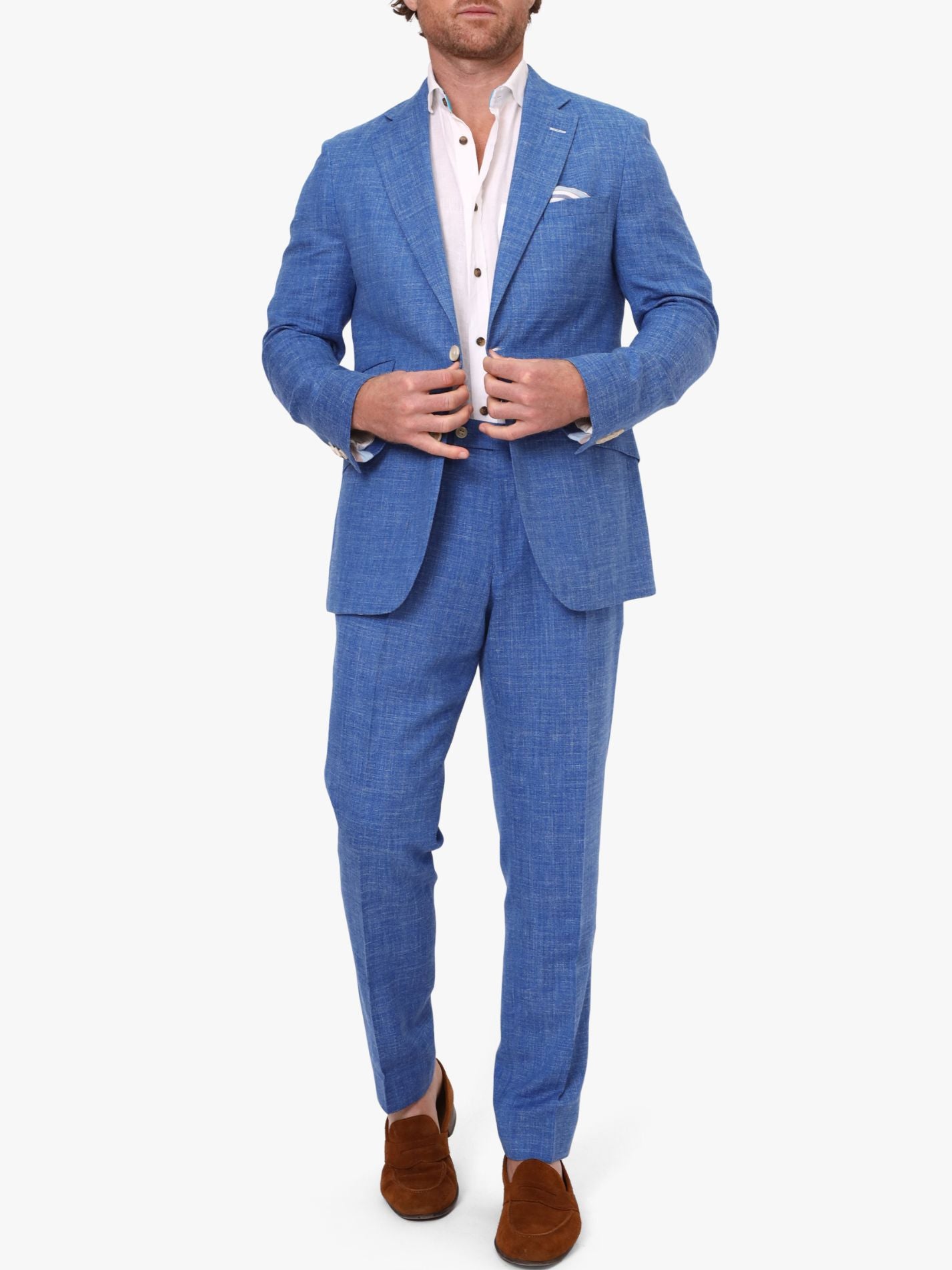 Blue Linen Suit Trousers by Koy Clothing