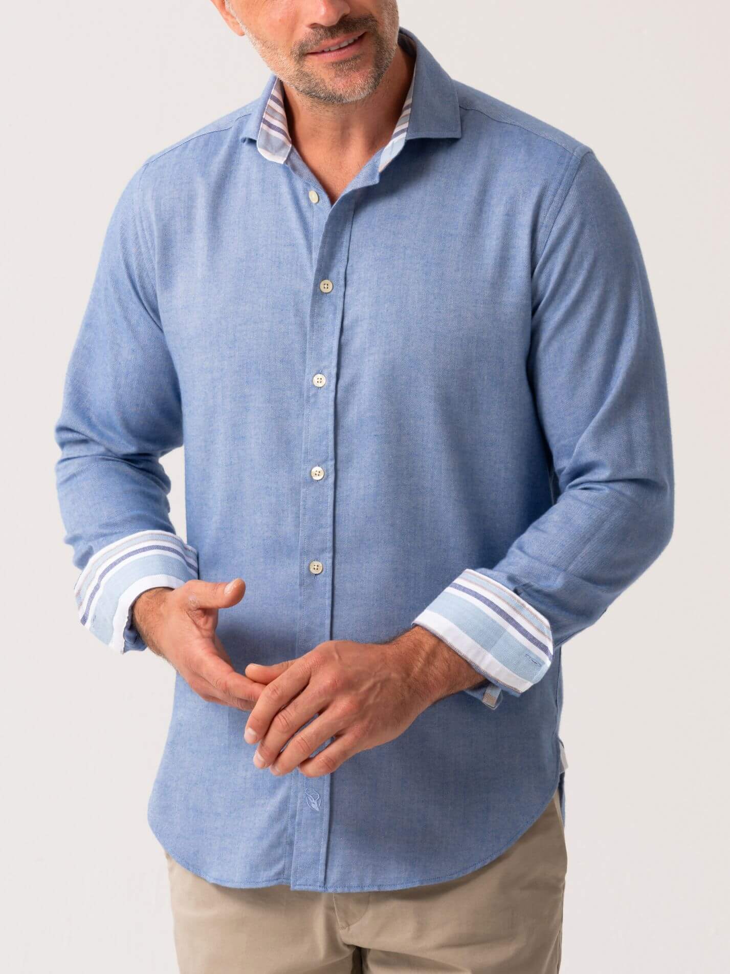 Blue Cotton-Merino Shirt