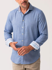 Blue Cotton-Merino Shirt