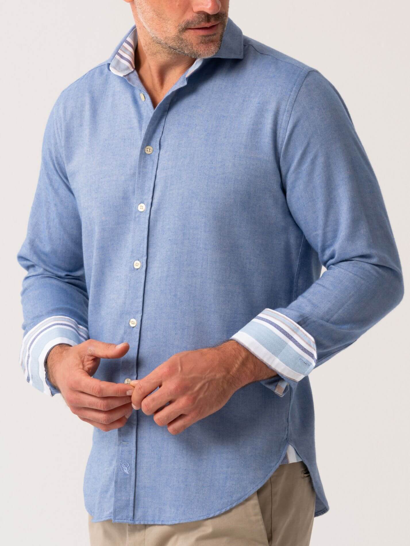 Blue Cotton-Merino Shirt