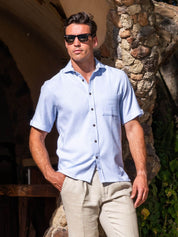 Blue Sack Weave Short Sleeve Shirt 
